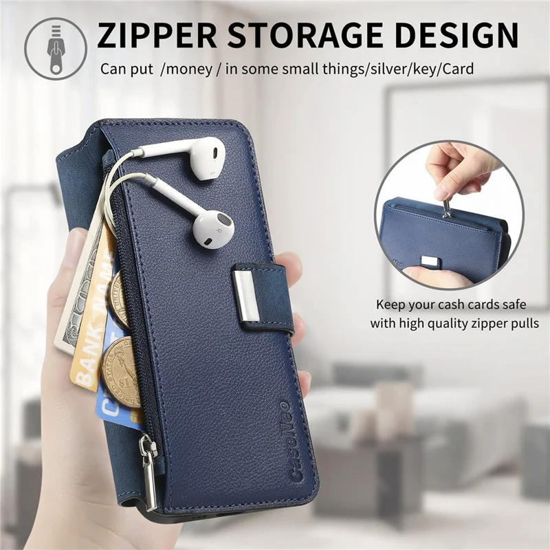 CASENEO MW-02 For Realme 16 Pro+ 5G Case Detachable Magnetic Leather Flip Cover - Blue