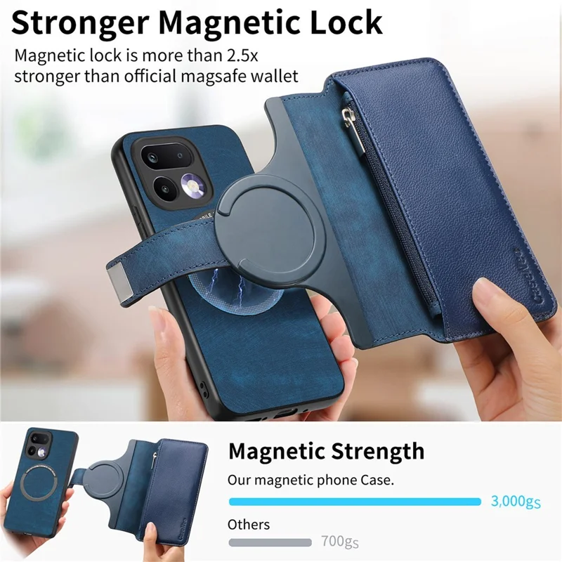 CASENEO MW-02 For Realme 16 Pro+ 5G Case Detachable Magnetic Leather Flip Cover - Blue