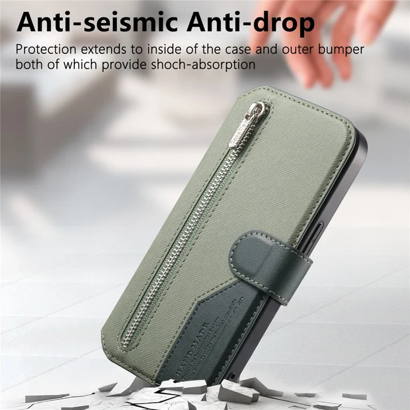 Funda magnética para Realme 16 Pro+ 5G con bloqueo RFID, billetera desmontable, soporte, textura de cuero - Verde