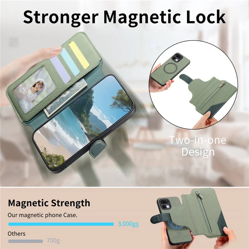 Funda magnética para Realme 16 Pro 5G con bloqueo RFID, cartera desmontable, soporte, textura de cuero - Verde