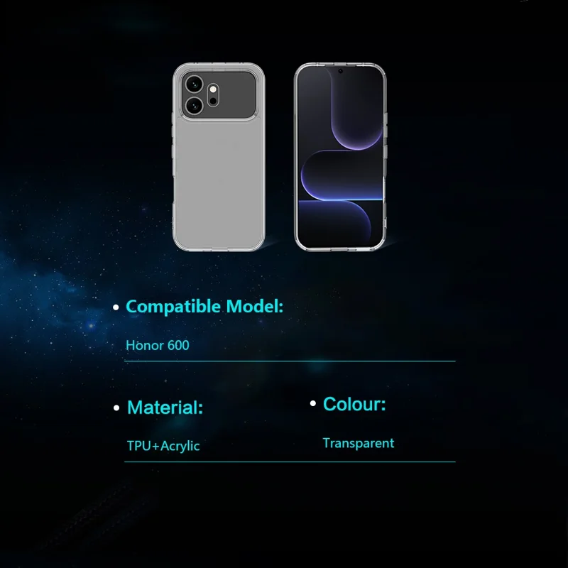 LEREACH TOC-serie till Honor 600 5G hårddisk TPU + akryl mobilhölje - Transparent
