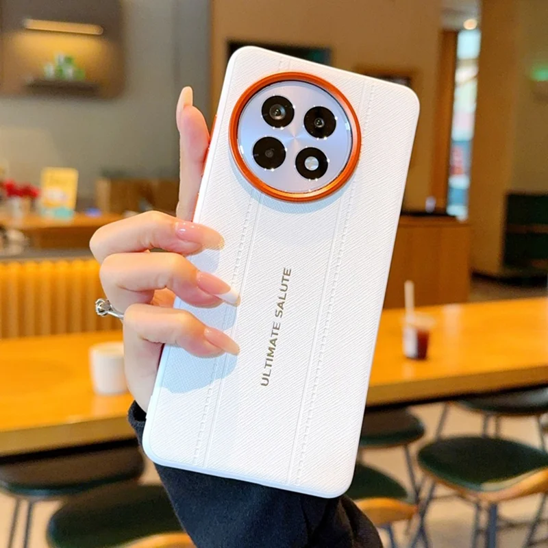 Phone Case For OnePlus Ace 5 5G / Ace 5 Pro 5G / 13R 5G Leather Texture PC + TPU Anti-slip Protective Cover - White
