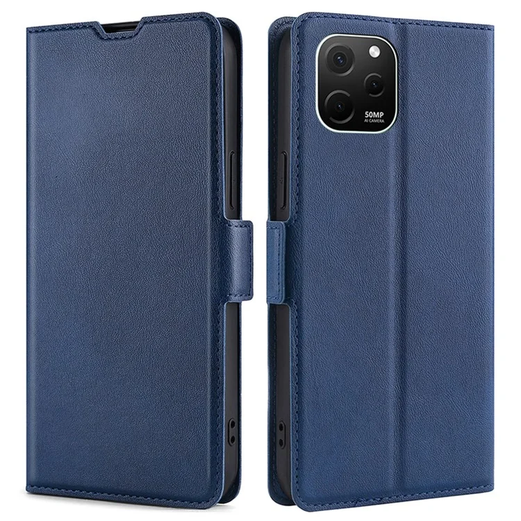 Para Huawei nova Y61 4G Anti-scratch Card Holder Case PU Leather Stand Full Protection Magnetic Clasp Phone Cover - Azul