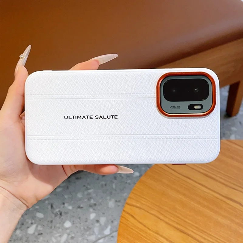 For OnePlus Ace 6 Ultra 5G Case Leather Texture PC + TPU Anti-slip Protective Phone Cover - White