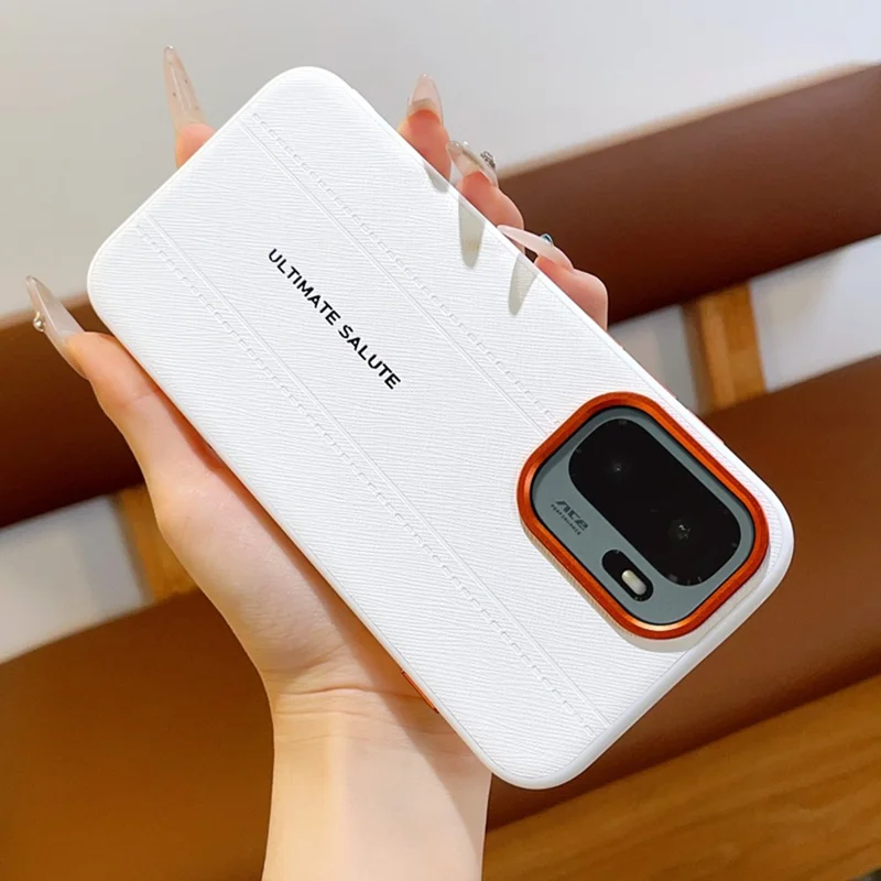 For OnePlus Ace 6 Ultra 5G Case Leather Texture PC + TPU Anti-slip Protective Phone Cover - White