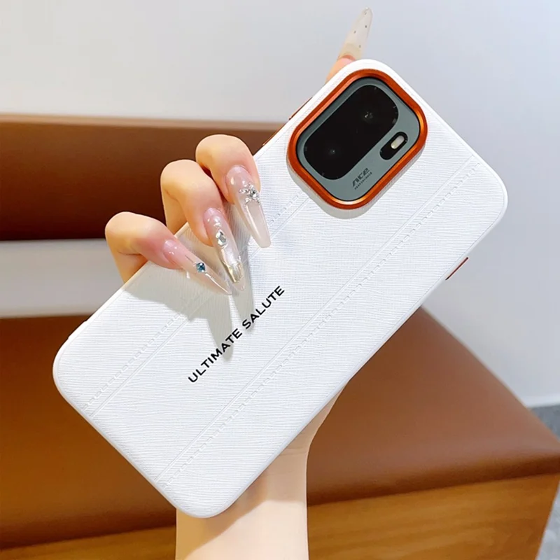 For OnePlus Ace 6 Ultra 5G Case Leather Texture PC + TPU Anti-slip Protective Phone Cover - White