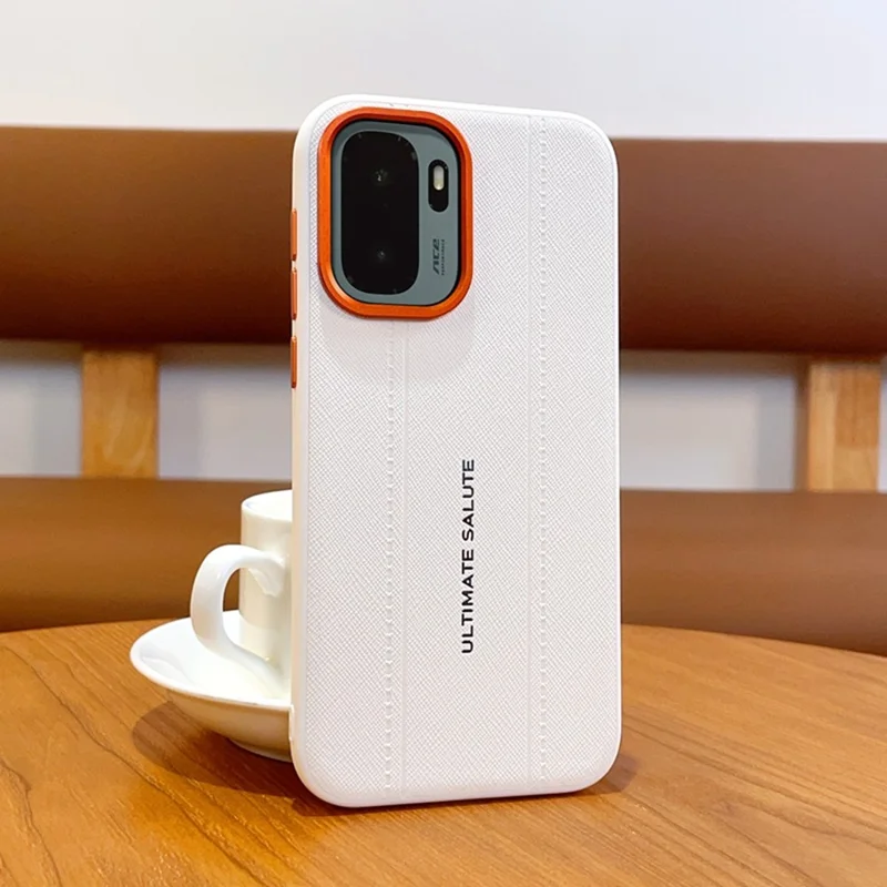 For OnePlus Ace 6 Ultra 5G Case Leather Texture PC + TPU Anti-slip Protective Phone Cover - White