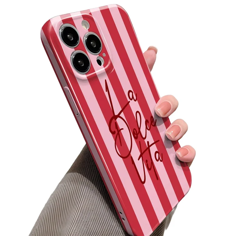 Voor iPhone 15 Pro Max Hoesje Kleurrijk Gestreept Patroon Stootvrij Harde PC Telefoonhoes - Letter