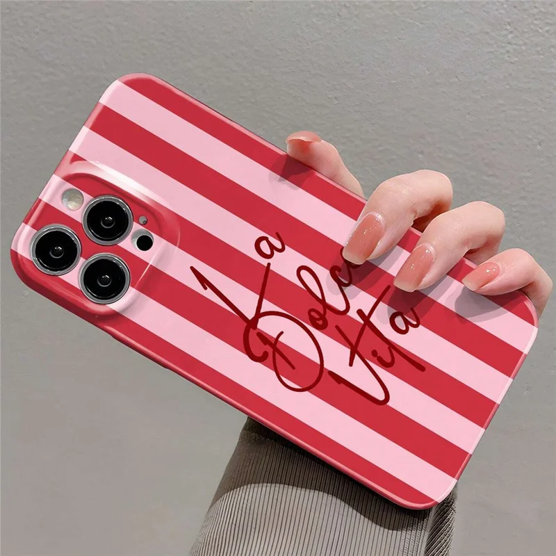 Voor iPhone 15 Pro Max Hoesje Kleurrijk Gestreept Patroon Stootvrij Harde PC Telefoonhoes - Letter