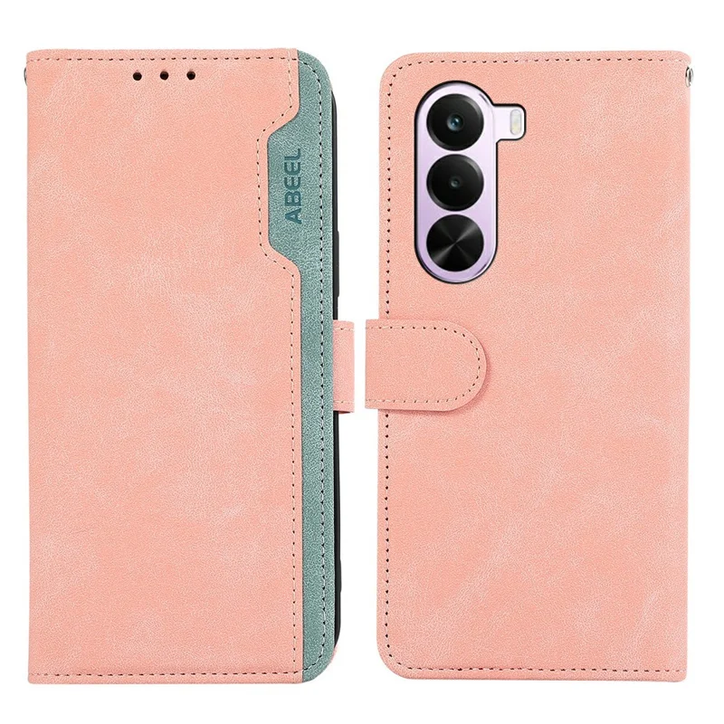 ABEEL For OnePlus Nord CE6 Lite 5G  /  Realme P4x 5G Case Color Splicing Leather Flip Phone Cover RFID Blocking - Pink