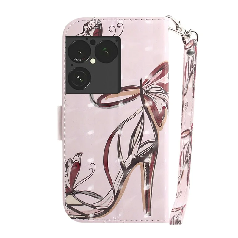 For Sony Xperia 1 VIII Case Pattern Printing Leather Wallet Phone Cover with Wrist Strap - Butterfly High Heels