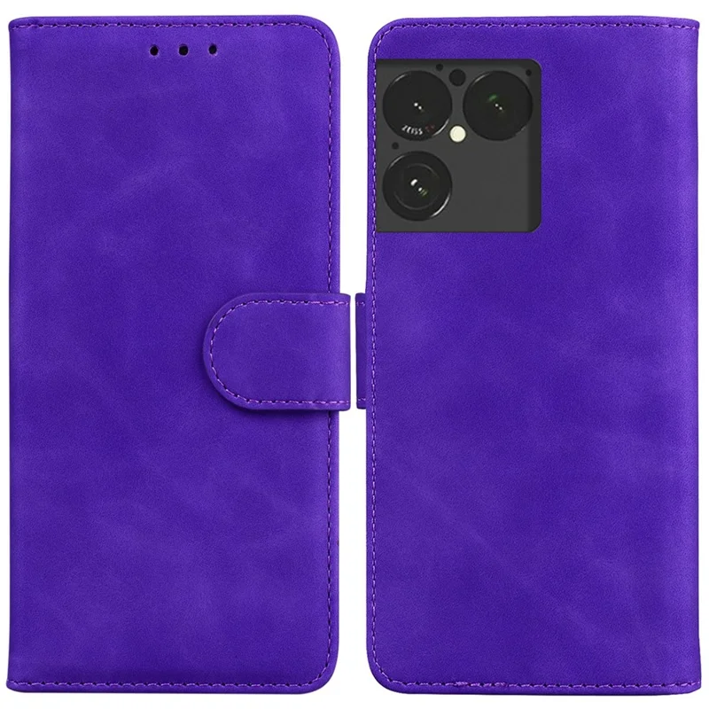 Чехол для Sony Xperia 1 VIII, сплошной цвет, кожаный, с отделением для карт - Фиолетовый