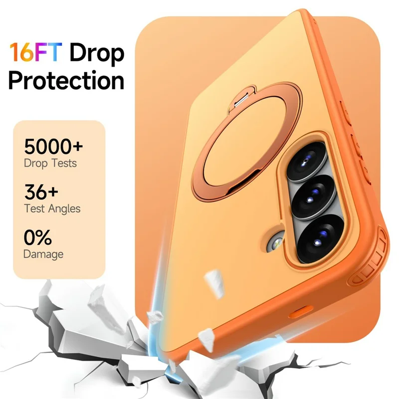 For Samsung Galaxy S24  /  S25 Magnetic Case Ring Holder Kickstand PC + TPU Dual-Layer Protective Phone Cover - Orange