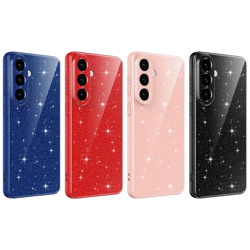 For Samsung Galaxy A27 Magnetic Case Glitter TPU Shockproof Phone Cover with Lanyard - Black
