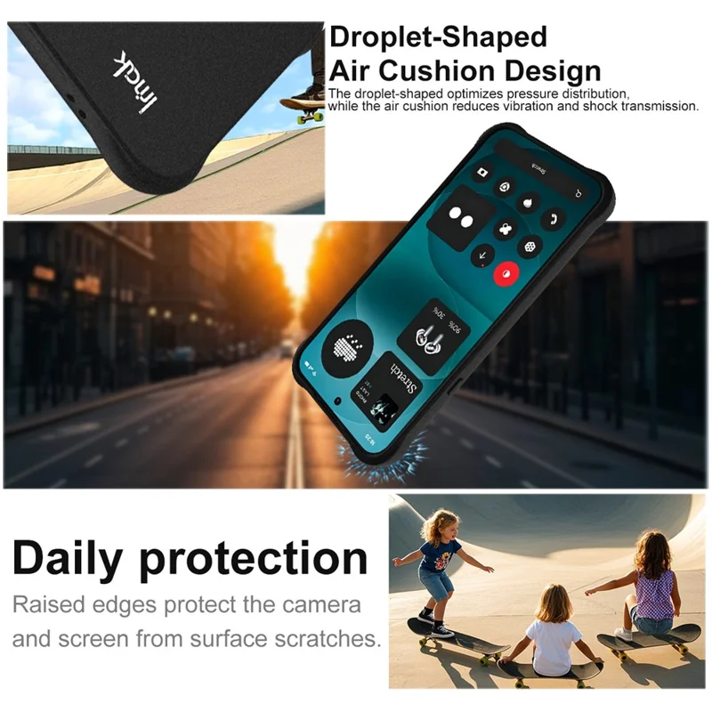 IMAK Für Nothing Phone (4a) Pro Tasche TPU Handyhülle Airbag Stoßfest Schutz – Matt Schwarz