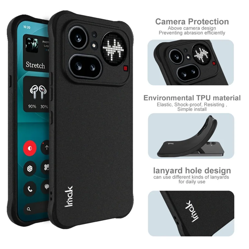 IMAK Für Nothing Phone (4a) Pro Tasche TPU Handyhülle Airbag Stoßfest Schutz – Matt Schwarz