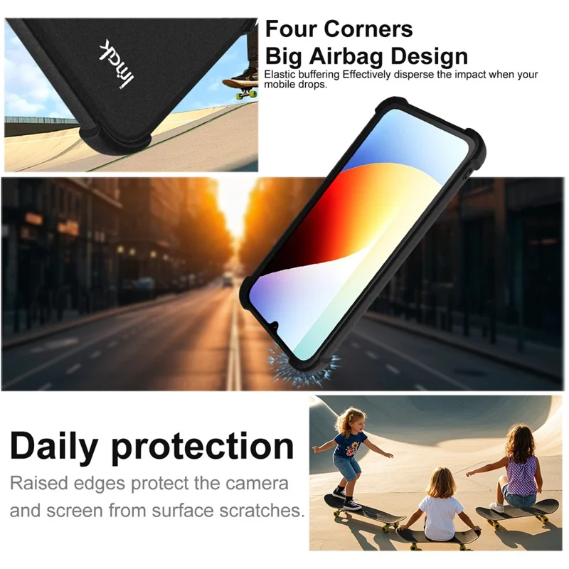 IMAK For Xiaomi Redmi 15a 5G Case TPU Phone Cover Airbag Shockproof Protection - Matte Black