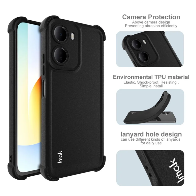 IMAK For Xiaomi Redmi 15a 5G Case TPU Phone Cover Airbag Shockproof Protection - Matte Black