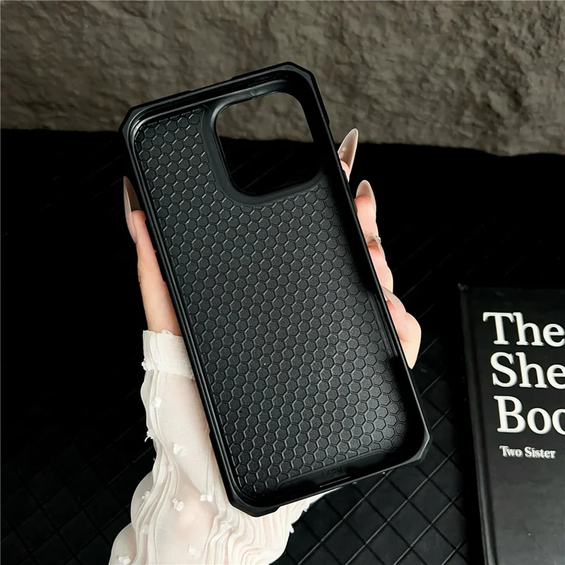 For iPhone 16 Pro Max Magnetic Case Circuit Board Design PC + TPU Corner Protection Phone Cover - White Plaid
