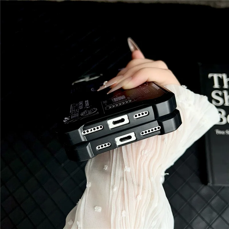 For iPhone 16 Pro Max Magnetic Case Circuit Board Design PC + TPU Corner Protection Phone Cover - White Plaid
