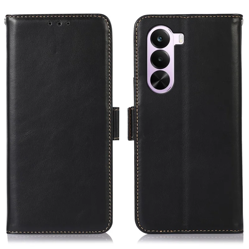 Til OnePlus Nord CE6 Lite 5G / Realme P4x 5G Etui med RFID-blokerende, ægte kuelskærv, wallet og telefondæksel - Sort