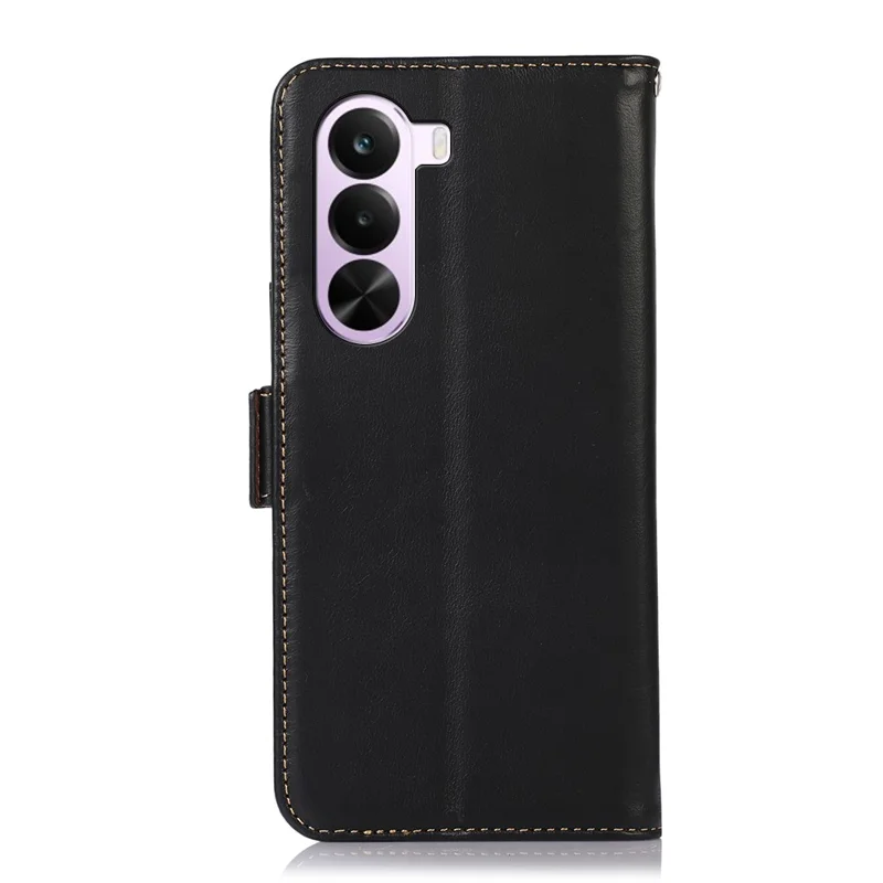 Til OnePlus Nord CE6 Lite 5G / Realme P4x 5G Etui med RFID-blokerende, ægte kuelskærv, wallet og telefondæksel - Sort