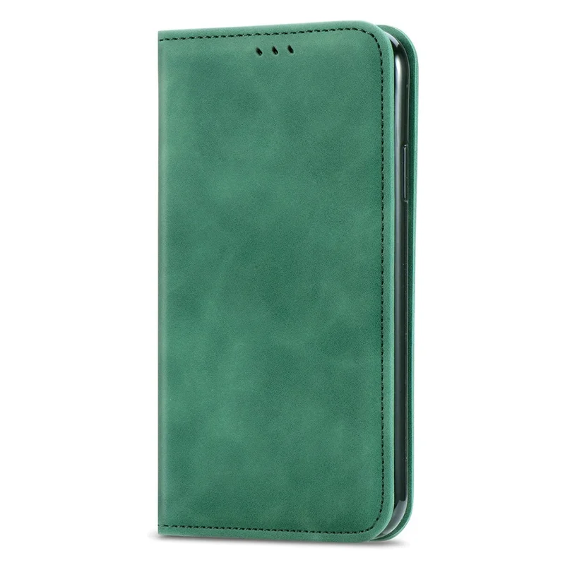 For Blackview Wave 7C Leather Case with Card Holder Magnetic Absorption Phone Cover - Green