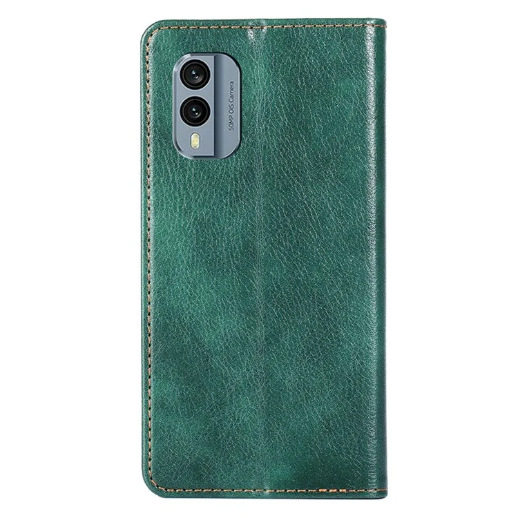 For Nokia X30 5G PU Leather Anti-scratch Phone Case Foldable Stand Wallet Magnetic Auto Closing Cover - Green
