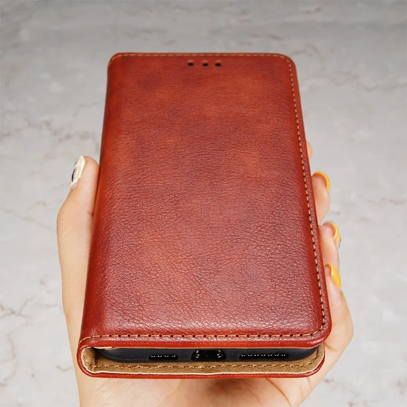 For Nokia X30 5G PU Leather Anti-scratch Phone Case Foldable Stand Wallet Magnetic Auto Closing Cover - Brown