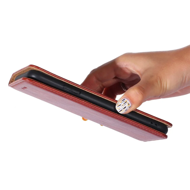 For Nokia X30 5G PU Leather Anti-scratch Phone Case Foldable Stand Wallet Magnetic Auto Closing Cover - Brown