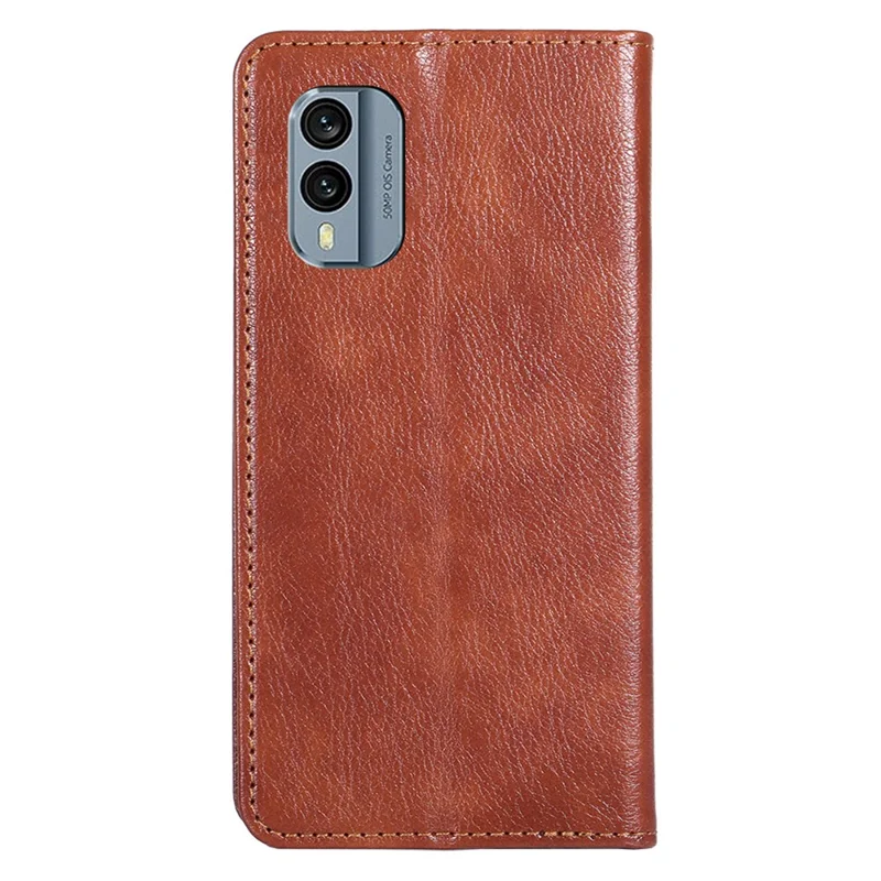 For Nokia X30 5G PU Leather Anti-scratch Phone Case Foldable Stand Wallet Magnetic Auto Closing Cover - Brown