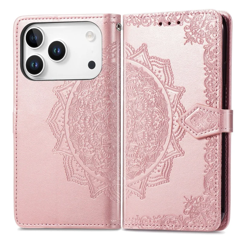 For Blackview Wave 7C Wallet Case Mandala Flower Leather Phone Cover Stand - Rose Gold
