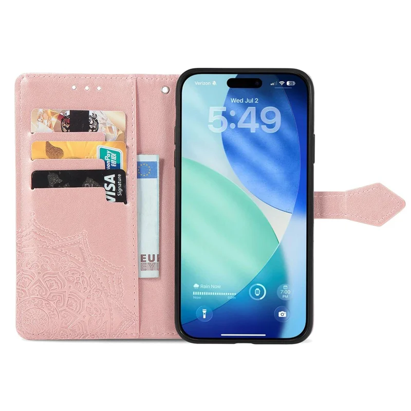 For Blackview Wave 7C Wallet Case Mandala Flower Leather Phone Cover Stand - Rose Gold