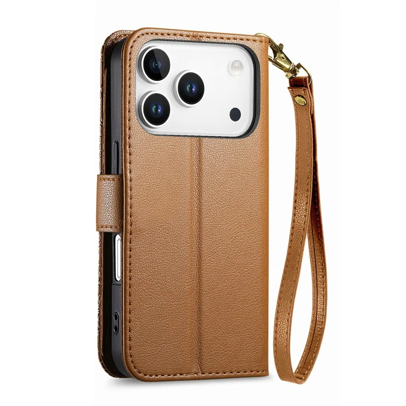 For Blackview Wave 7C Case Floral Leaf Pattern Multi Card Slots Zipper Leather Phone Cover with Wrist Strap - Brown