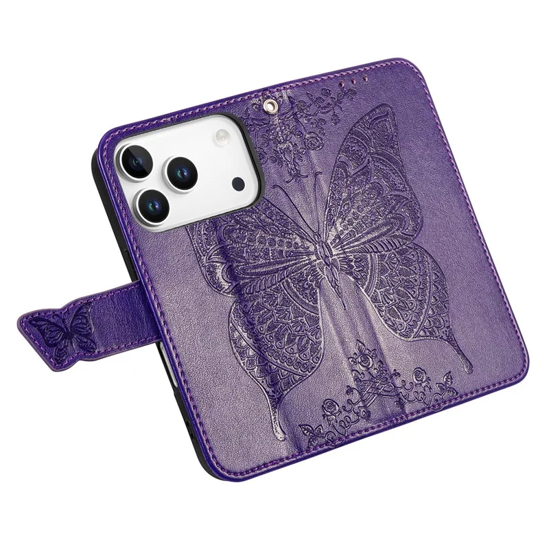 For Blackview Wave 7C Case with Strap Butterfly Pattern PU Leather Wallet Phone Cover - Dark Purple