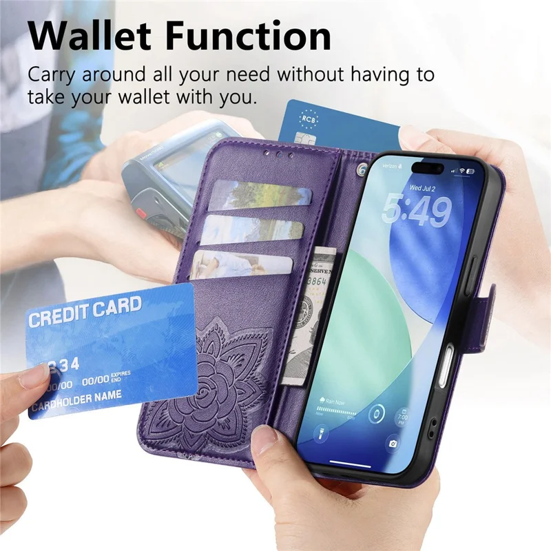 For Blackview Wave 7C Case with Strap Butterfly Pattern PU Leather Wallet Phone Cover - Dark Purple