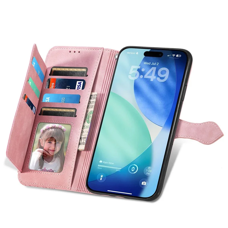 For Blackview Wave 7C Zipper Wallet Case with Strap Flower Imprint PU Leather Phone Cover - Pink