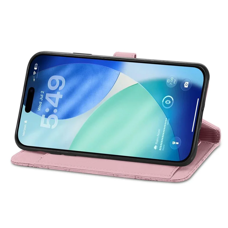 For Blackview Wave 7C Zipper Wallet Case with Strap Flower Imprint PU Leather Phone Cover - Pink