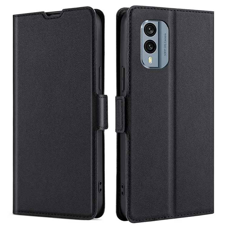 For Nokia X30 5G Card Holder Stand Phone Case PU Leather + TPU Full Protection Cover - Black