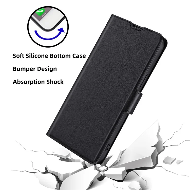 For Nokia X30 5G Card Holder Stand Phone Case PU Leather + TPU Full Protection Cover - Black