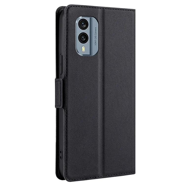 For Nokia X30 5G Card Holder Stand Phone Case PU Leather + TPU Full Protection Cover - Black