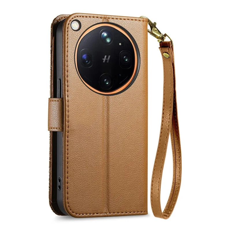 For Oppo Find X9 Ultra 5G Case Floral Leaf Pattern Multi Card Slots Zipper Leather Phone Cover with Wrist Strap - Brown