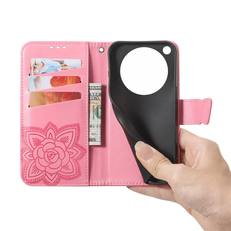 Étui pour Oppo Find X9 Ultra 5G avec dragonne, motif papillon, portefeuille en cuir PU - Rose