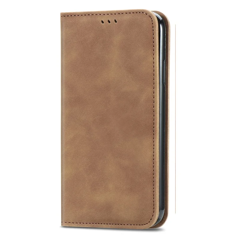 For vivo V70 FE 5G Leather Case with Card Holder Magnetic Absorption Phone Cover - Brown
