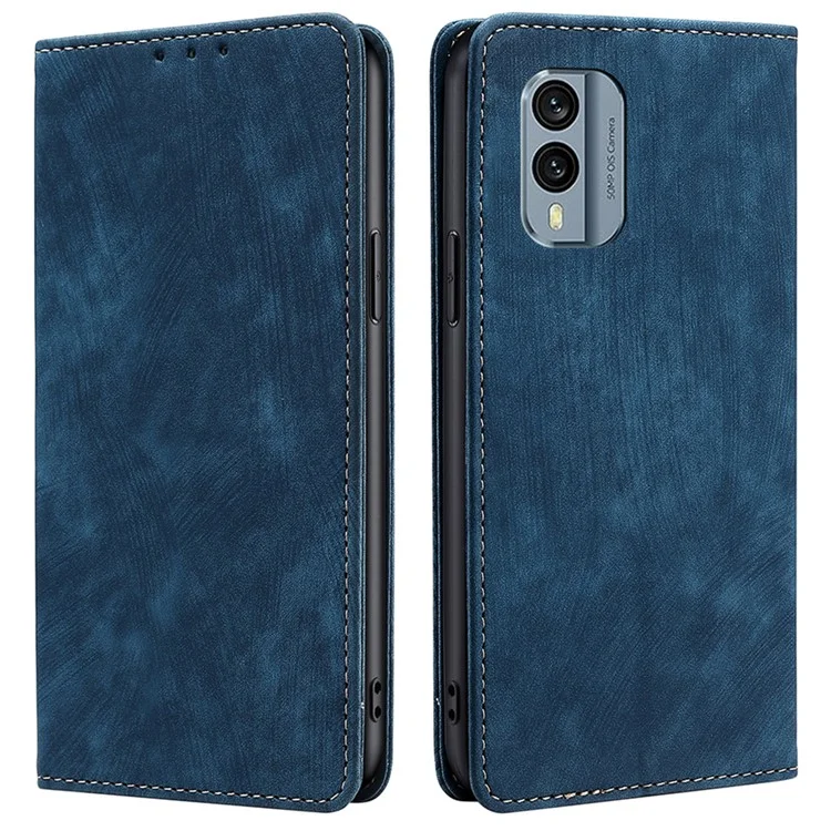 Wallet Stand PU Leather Phone Case for Nokia X30 5G, RFID Blocking Folio Flip Anti-drop Cover - Blue