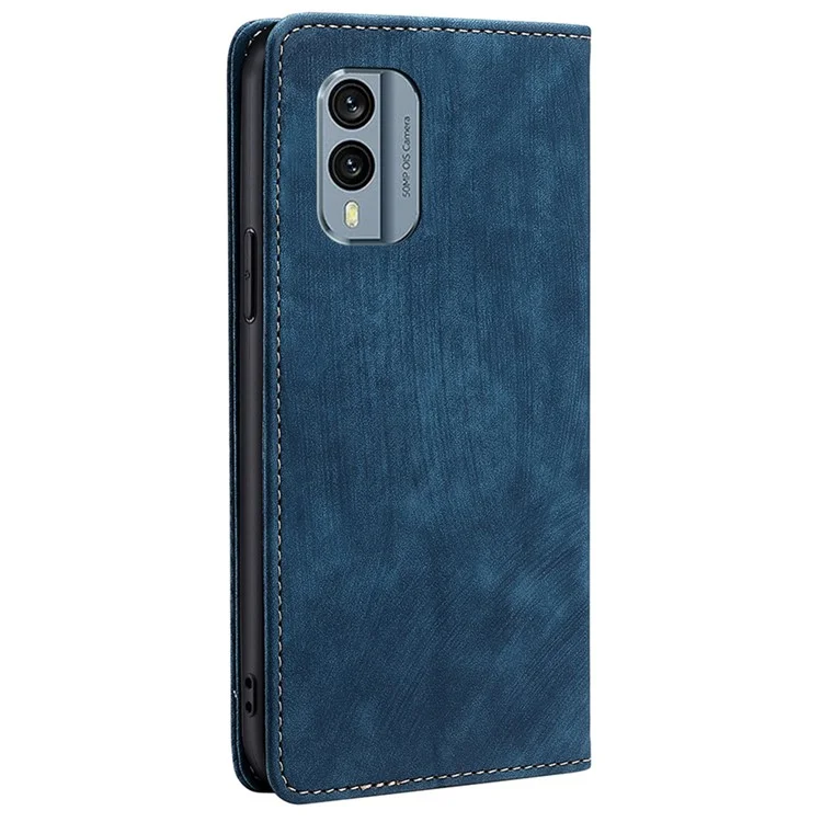 Wallet Stand PU Leather Phone Case for Nokia X30 5G, RFID Blocking Folio Flip Anti-drop Cover - Blue