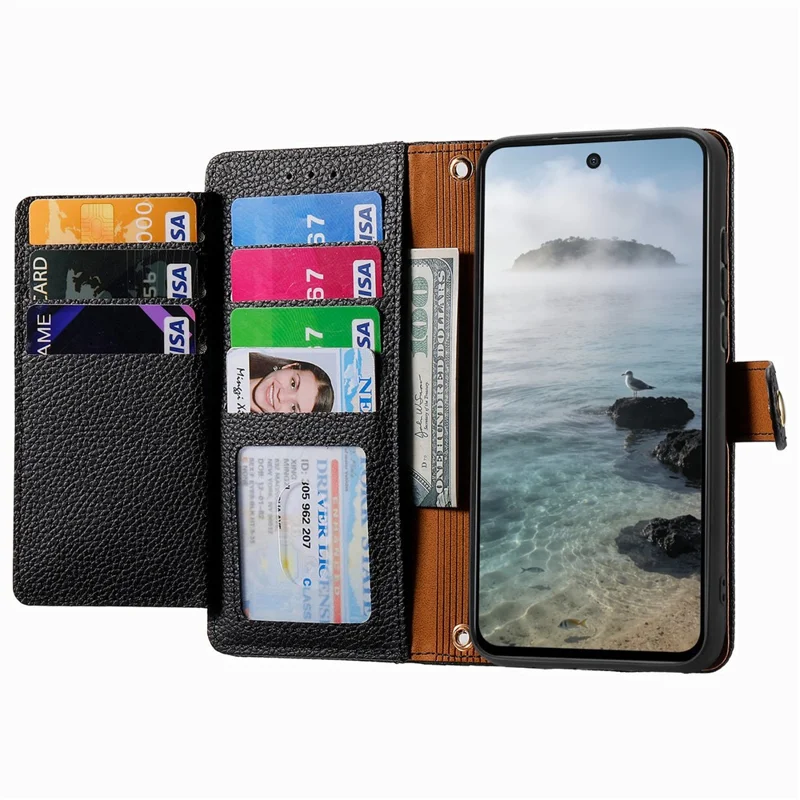 Für vivo V70 FE 5G Tasche mit RFID-Sperre, Reißverschlussfach, Ledertasche mit Gurt – Schwarz