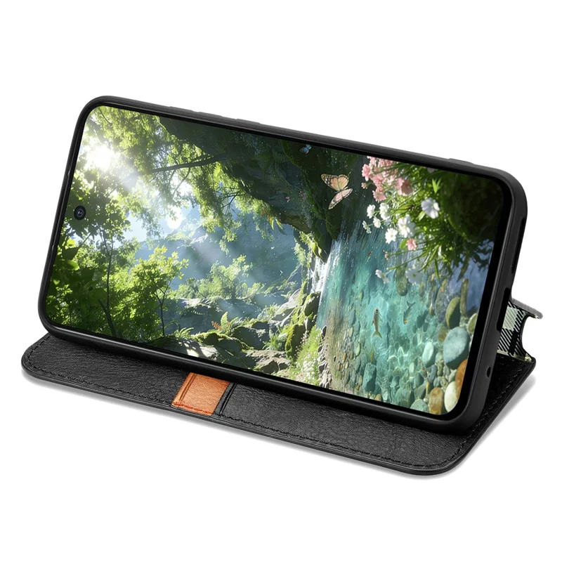 For vivo V70 FE 5G Case Rhombus Imprint PU Leather Wallet Phone Cover - Black