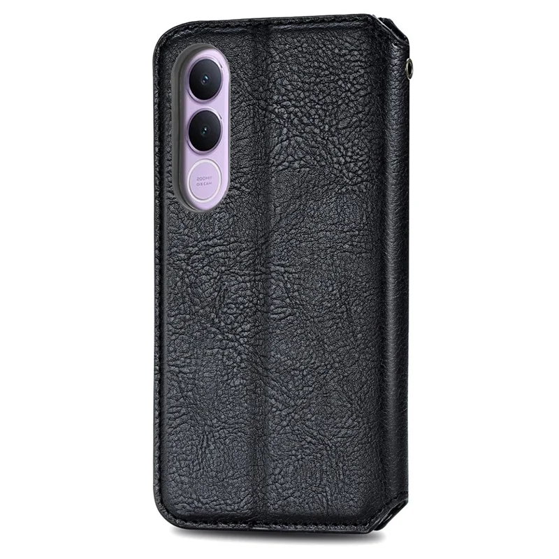 For vivo V70 FE 5G Case Rhombus Imprint PU Leather Wallet Phone Cover - Black