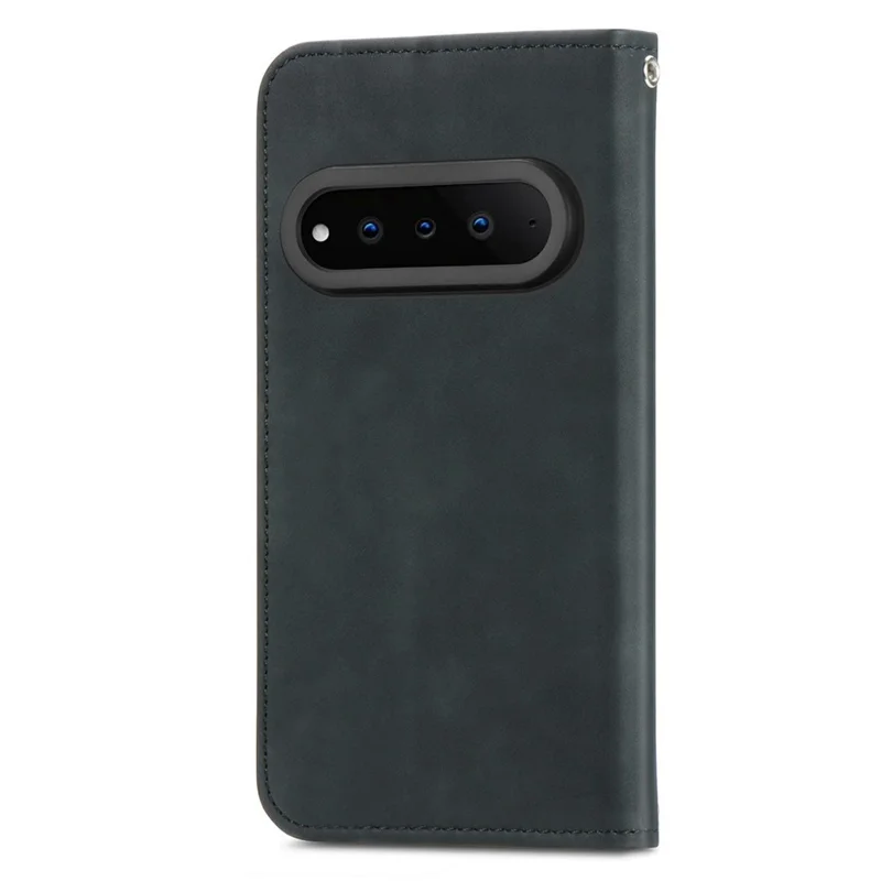 For Natural AI Phone Leather Case with Card Holder Magnetic Absorption Phone Cover - Black